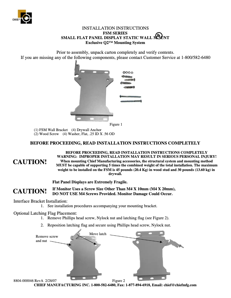 Page 1 of the manual User Manual Chief FSM4100