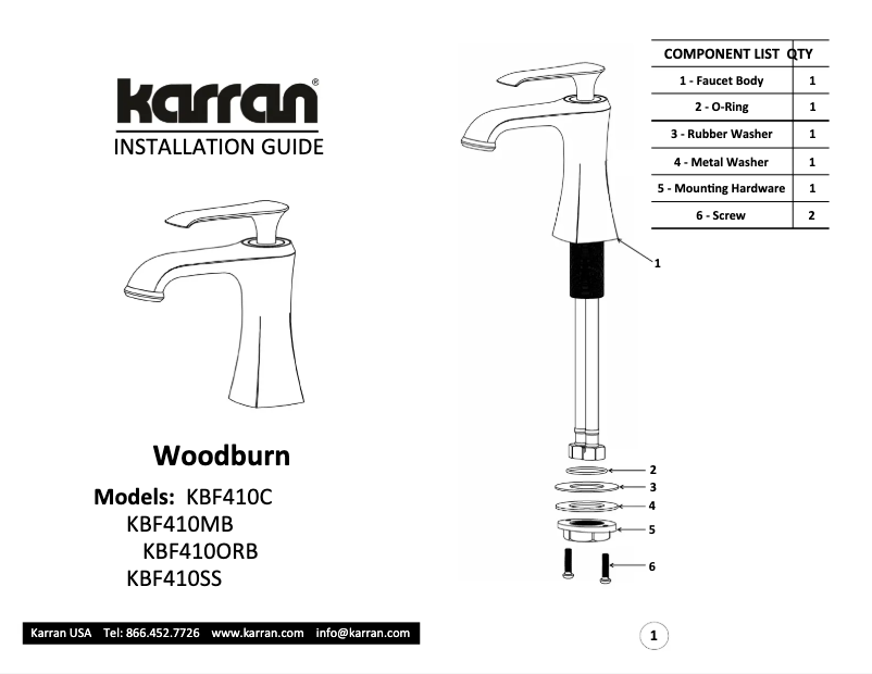Page 1 of the manual User Manual Karran Woodburn KBF410C