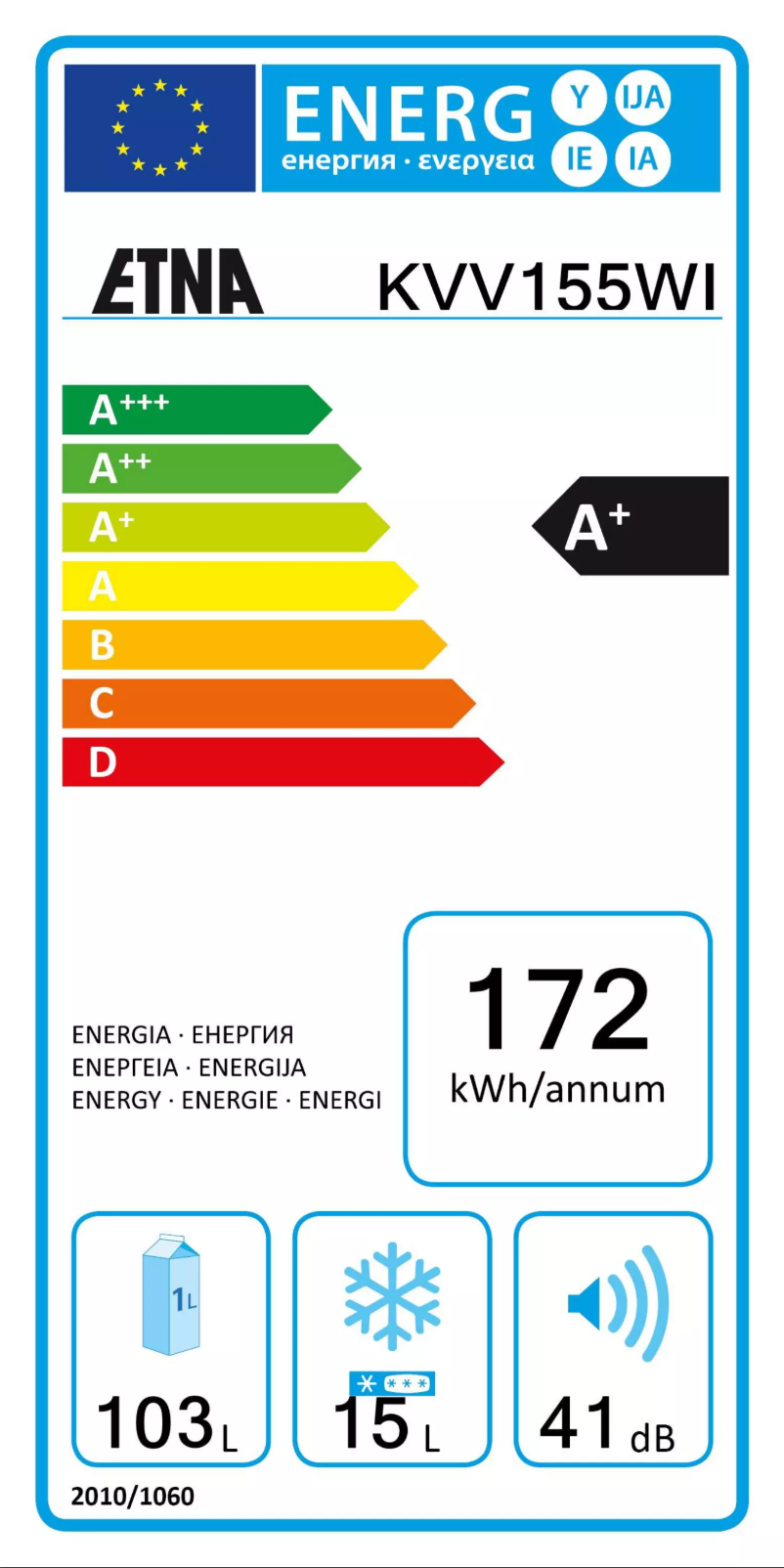 First page image of the manual for KVV155WIT