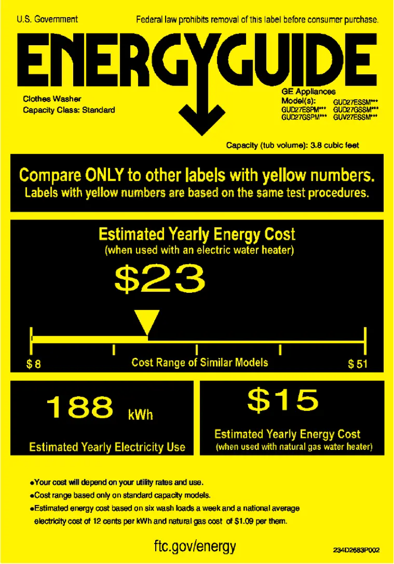 First page image of the manual for GUD27ESSMWW