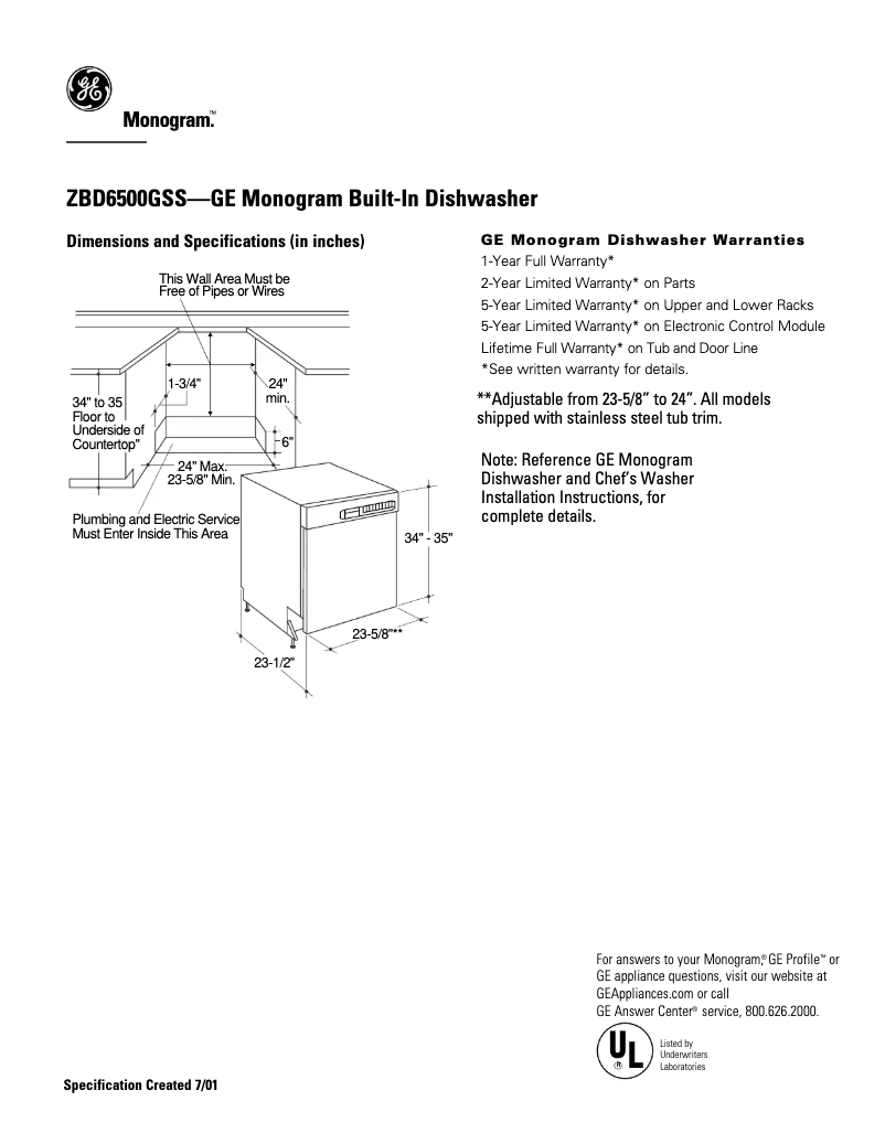 First page image of the manual for ZBD6500GSS