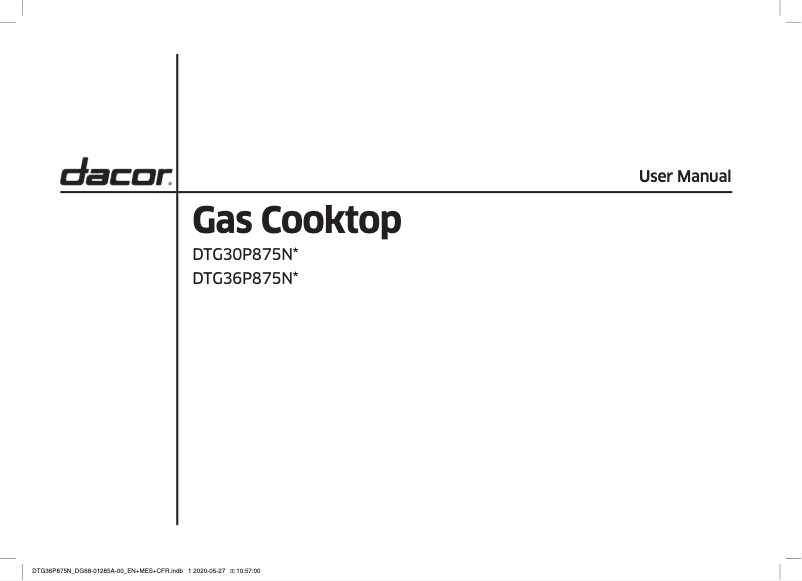 First page image of the manual for DTG30P875NS