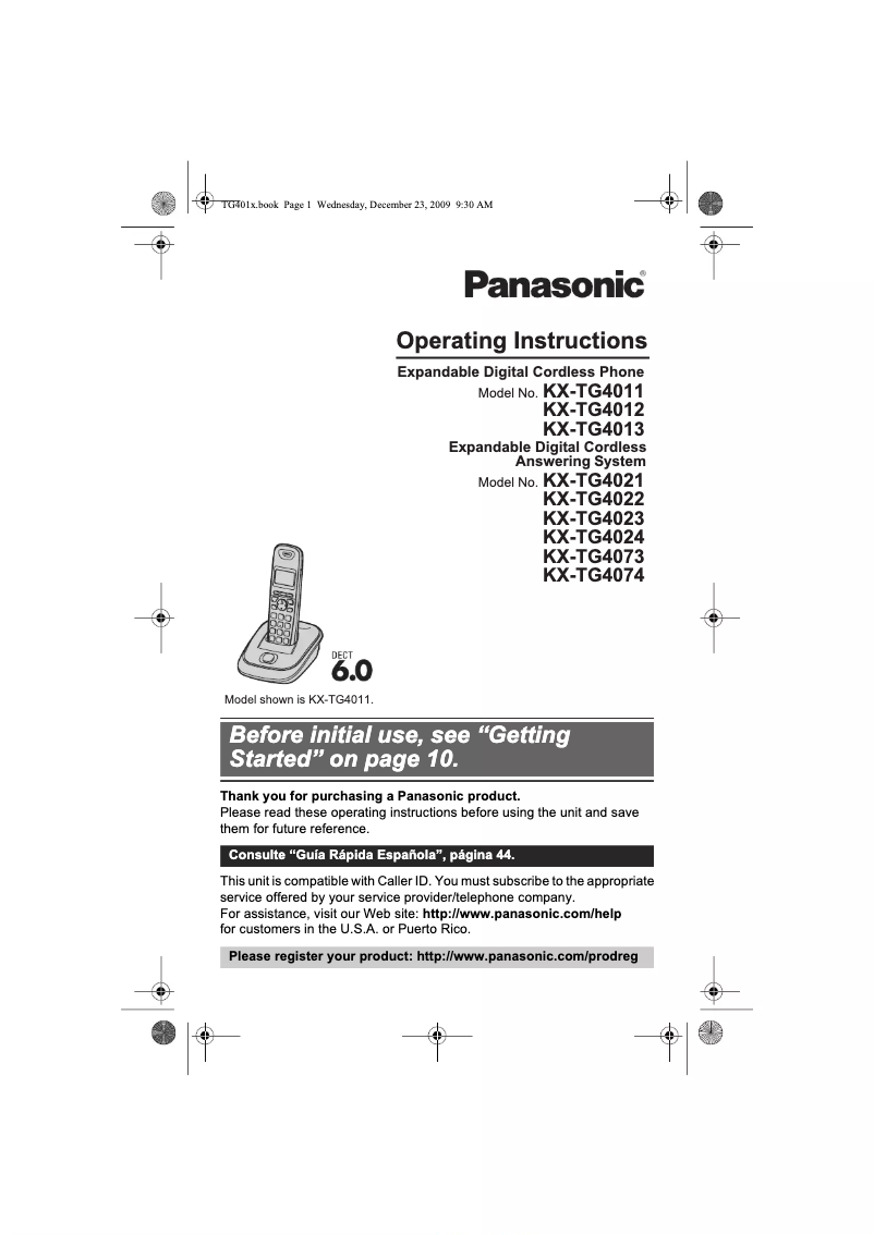 Page 1 of the manual User Manual Panasonic KX-TG4025