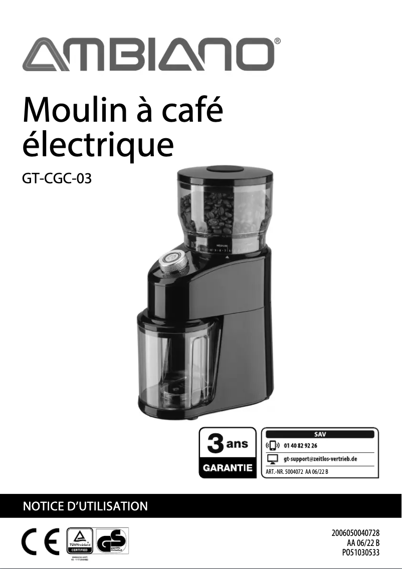 First page image of the manual for GT-CGC-03