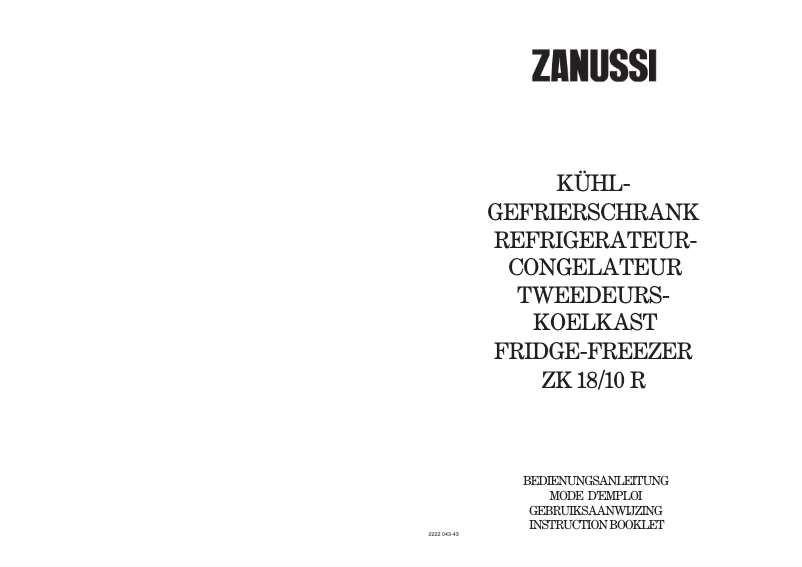 Page 1 of the manual User Manual Zanussi ZK 18 10R