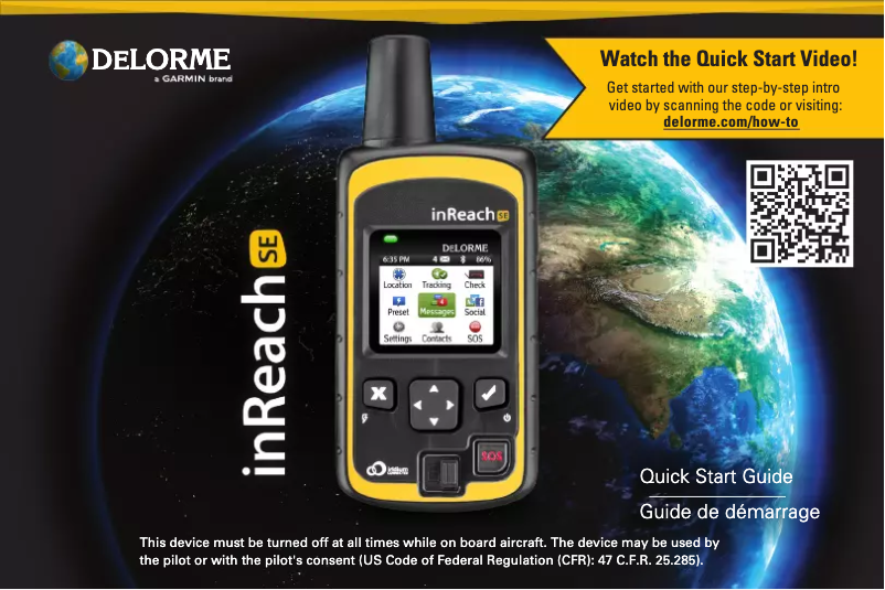First page image of the manual for inReach SE