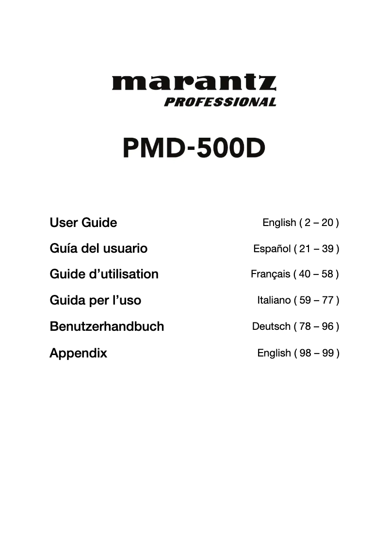 First page image of the manual for PMD-500D