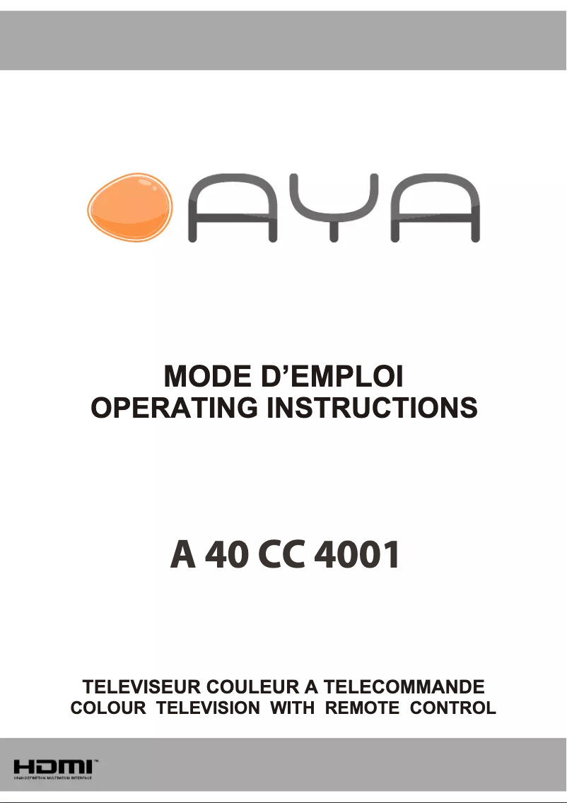 Page 1 of the manual User Manual AYA A40CC4001