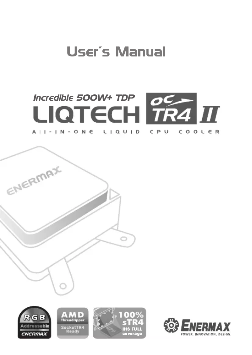 Page 1 of the manual User Manual Enermax Liqtech TR4 II 360 ELC-LTTRTO360