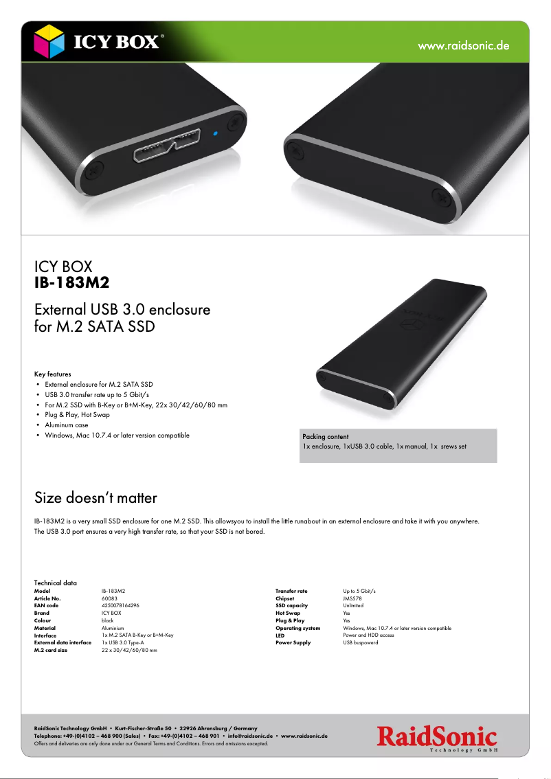 First page image of the manual for IB-183M2