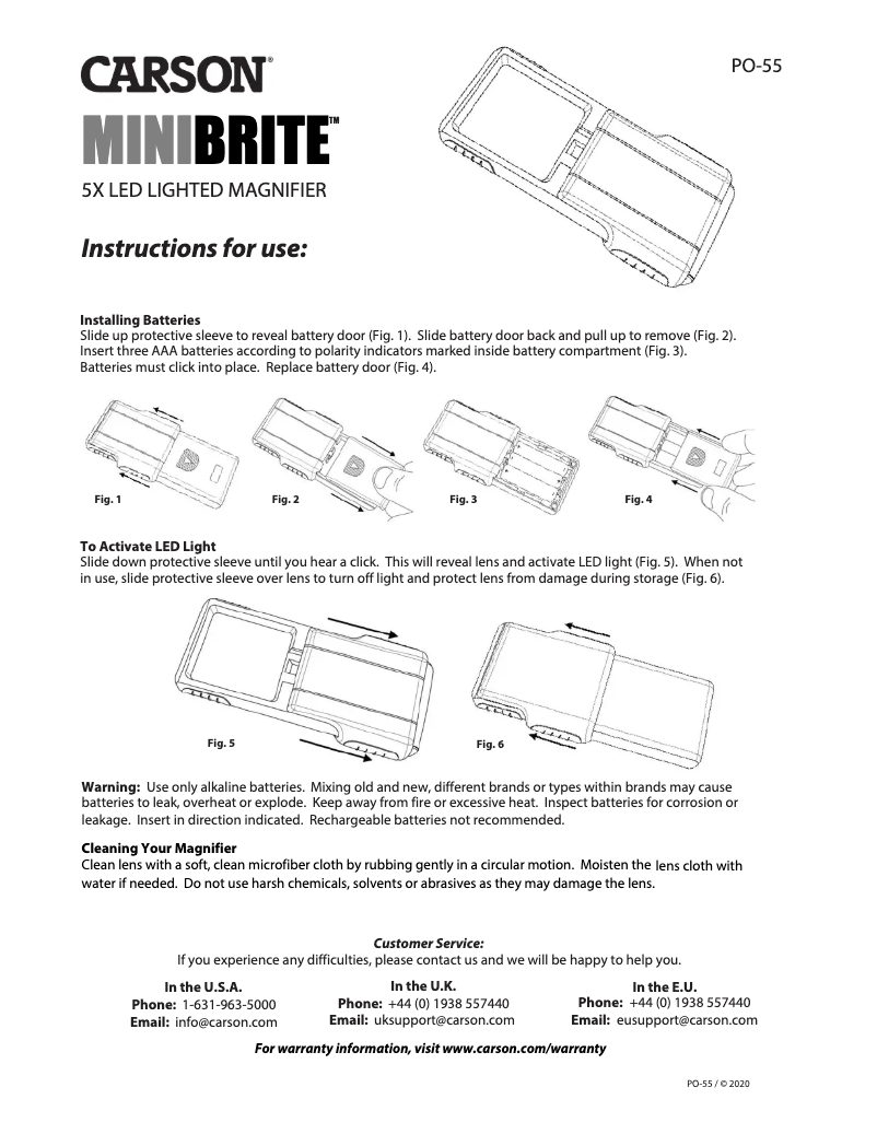 Page 1 of the manual User Manual Carson MiniBrite PO-55