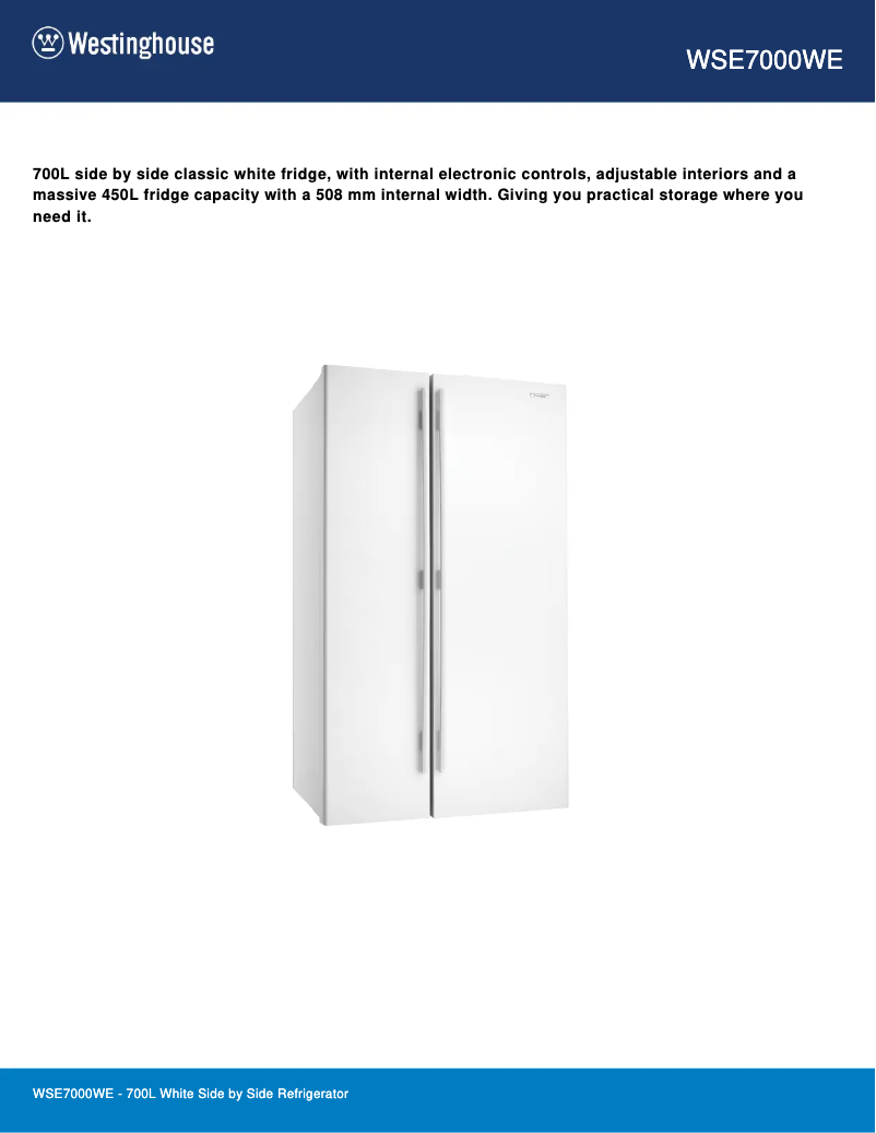 First page image of the manual for WSE7000WE