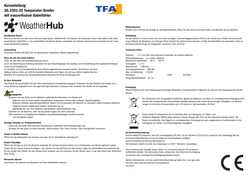 Page 1 of the manual User Manual TFA 30.3301.02