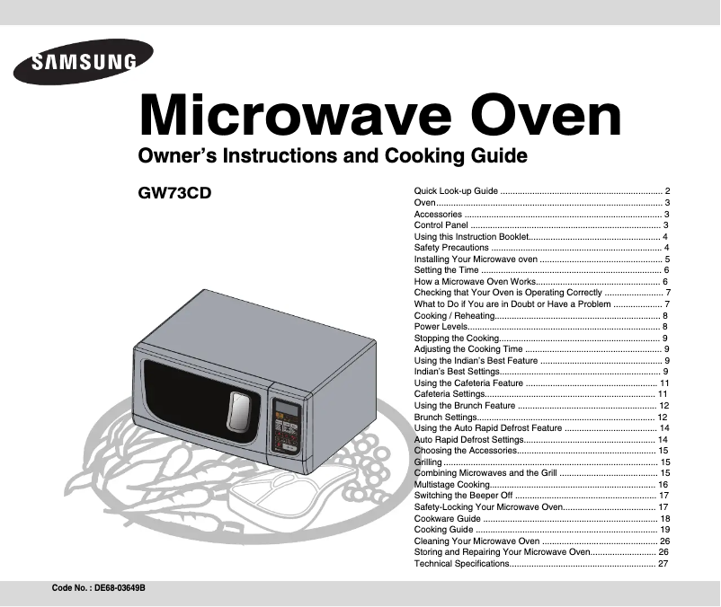 Page 1 of the manual User Manual Samsung GW73CD-B