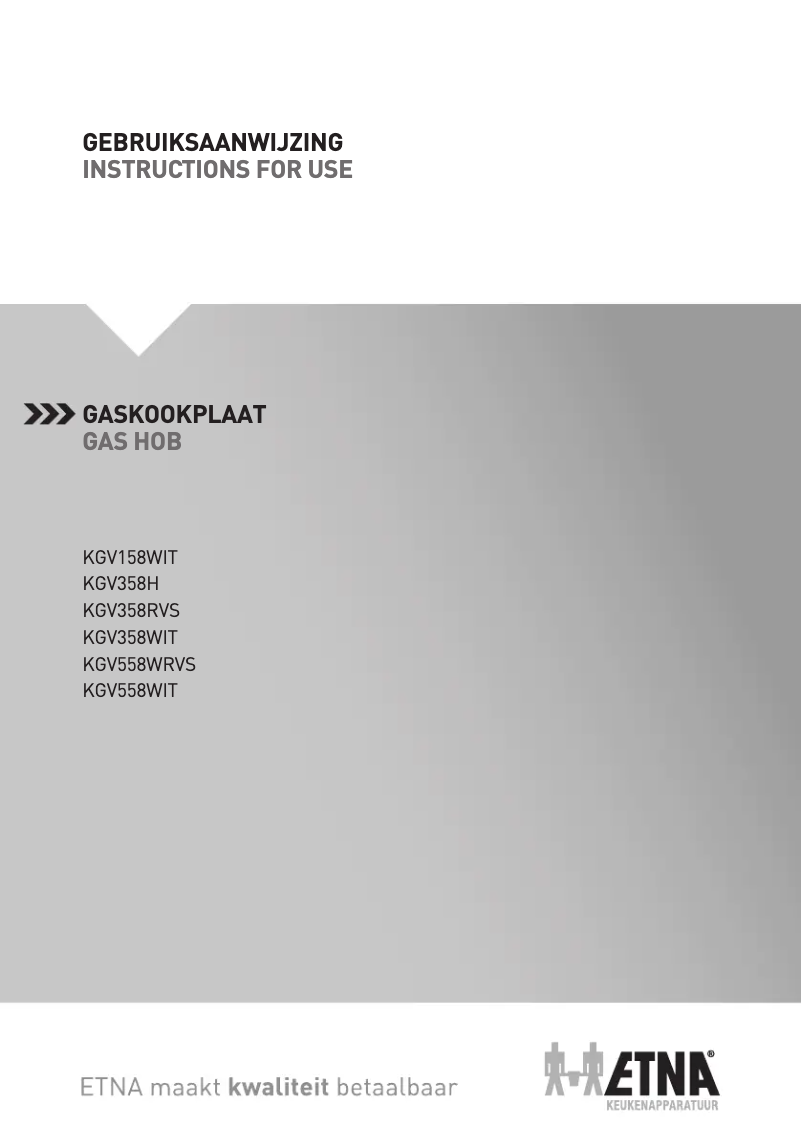 Page 1 of the manual Instruction Manual Etna KGV358HWIT