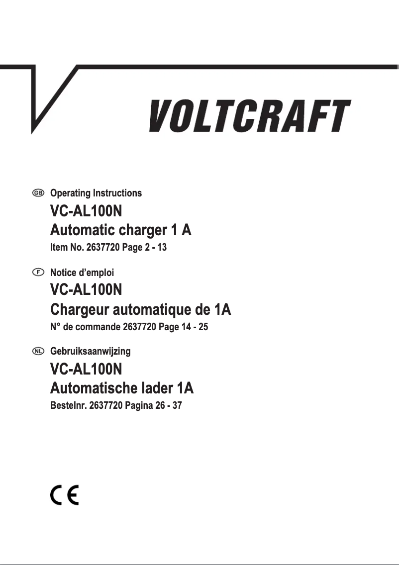 First page image of the manual for VC-AL100N