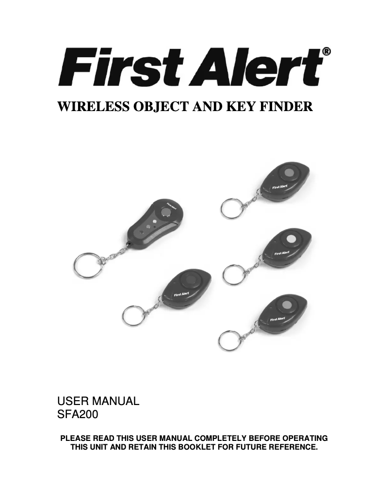 Page 1 of the manual User Manual First Alert SFA200