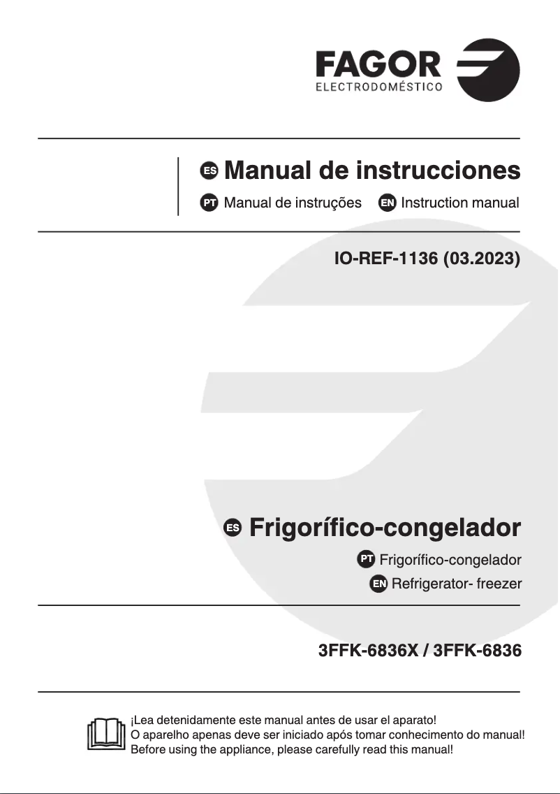 First page image of the manual for 3FFK-6836X