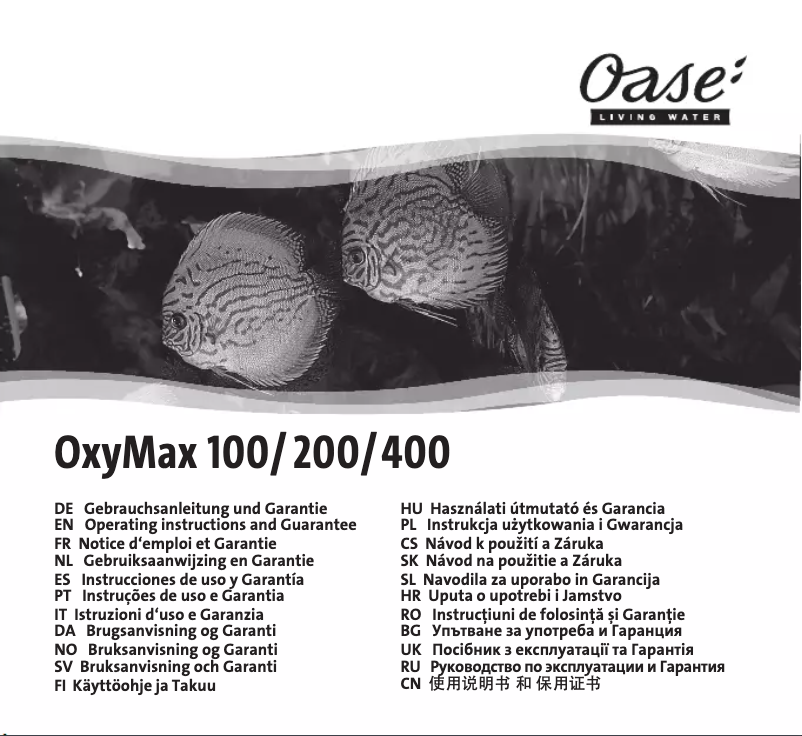 First page image of the manual for OxyMax 200