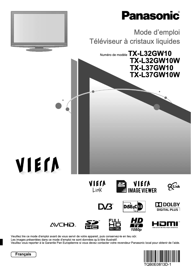 First page image of the manual for Viera TX-L37GW10