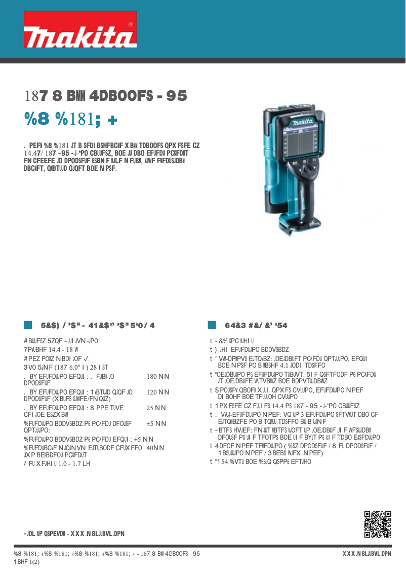 Page 1 of the manual Technical Sheet Makita DWD181ZJ