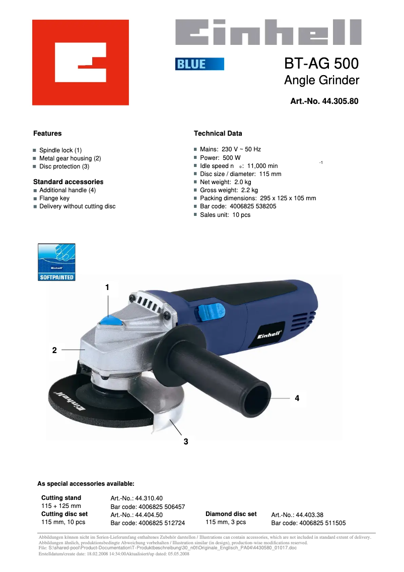 First page image of the manual for BT-AG 500