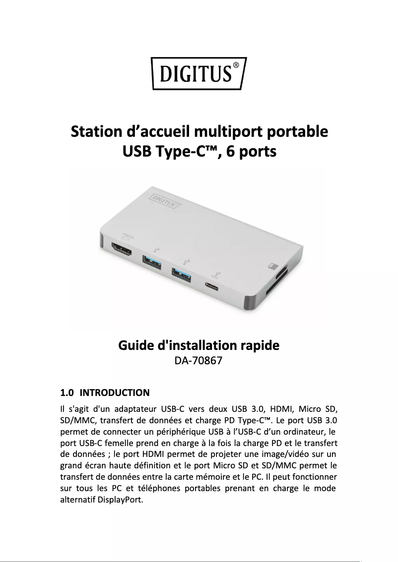Page 1 of the manual User Manual Digitus DA-70867