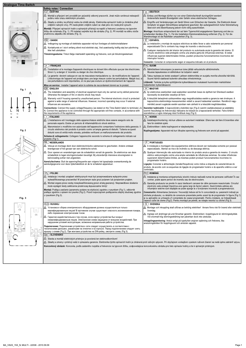 First page image of the manual for VS 20
