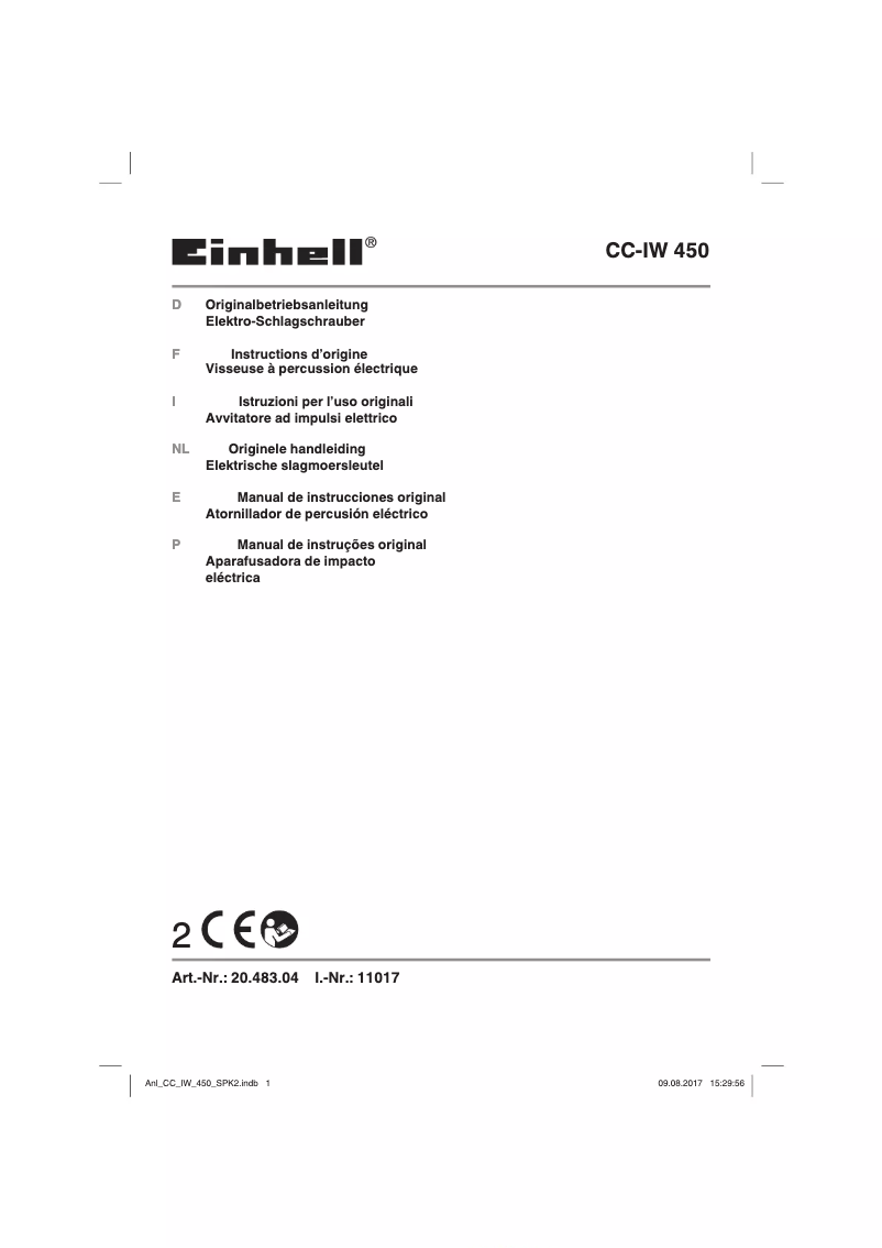 First page image of the manual for CC-IW 450
