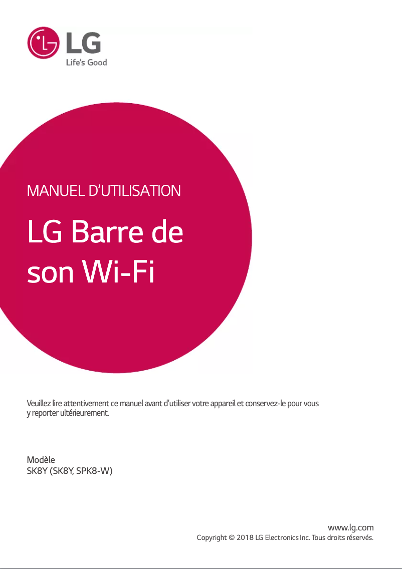 Page 1 of the manual User Manual LG SK8Y