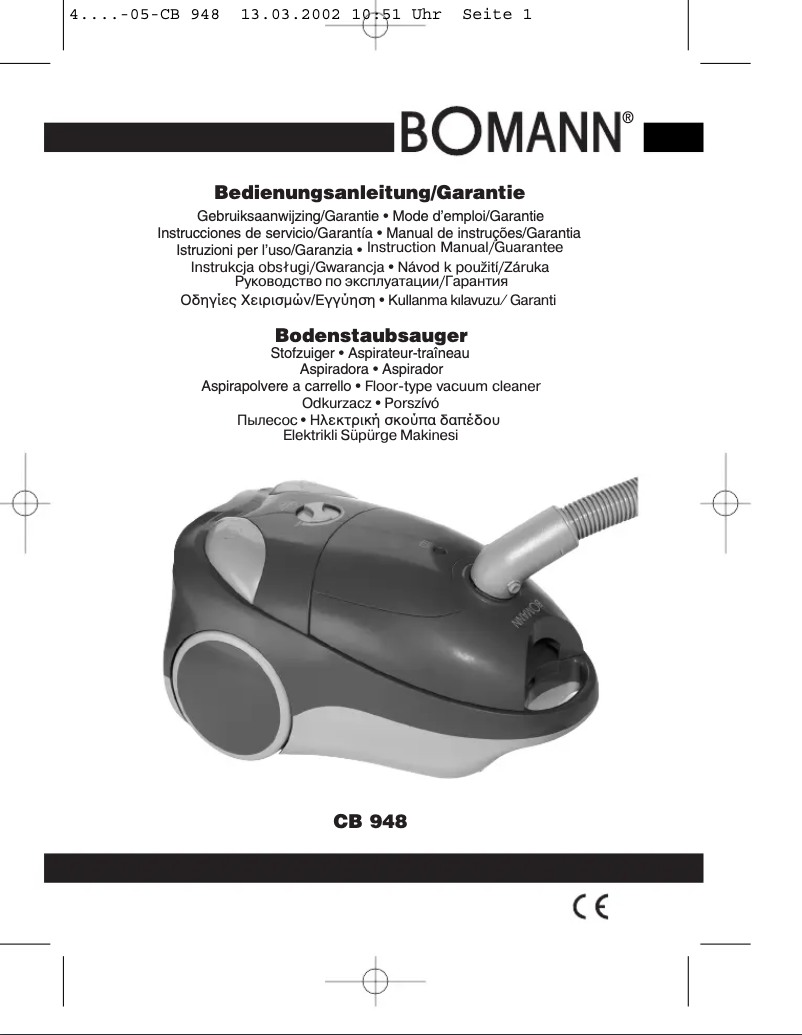 First page image of the manual for CB 948