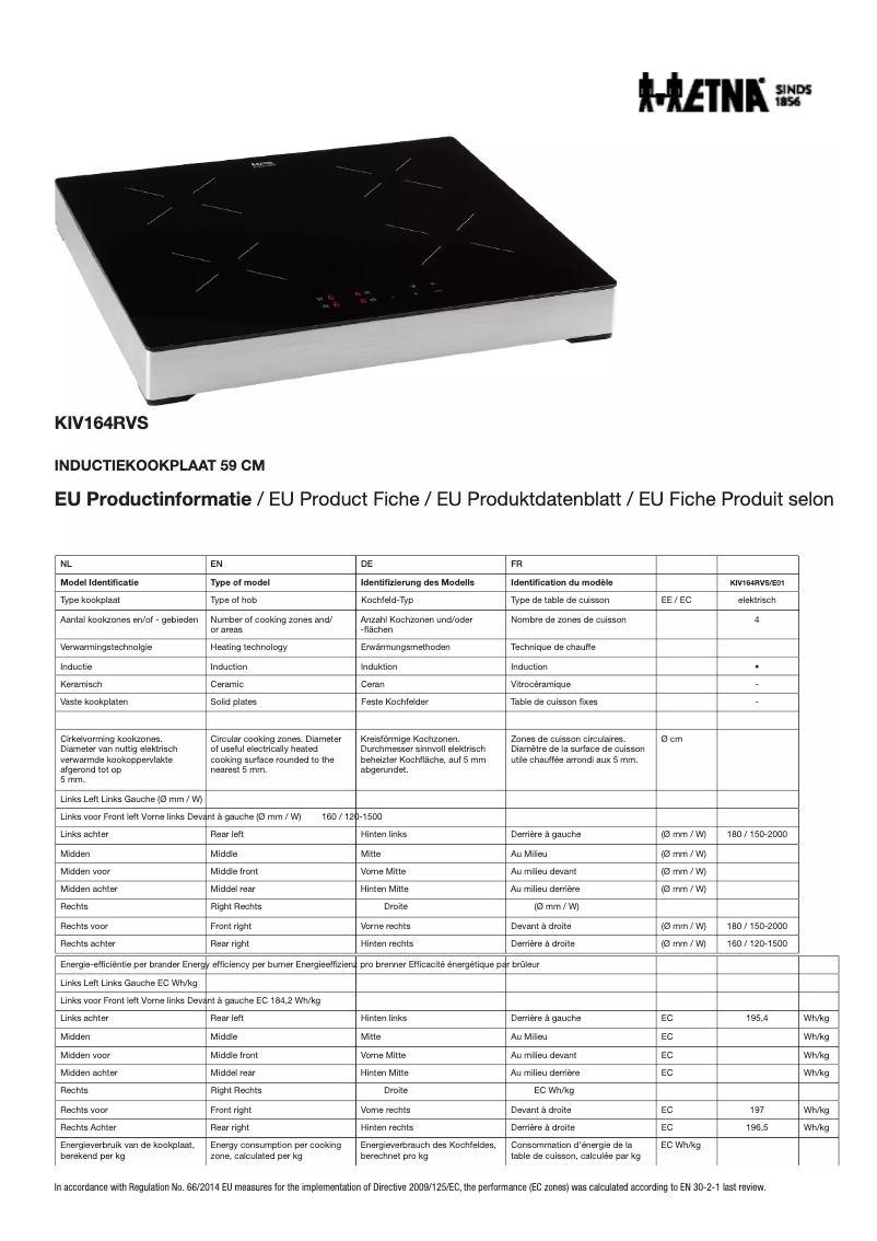 First page image of the manual for KIV164RVS