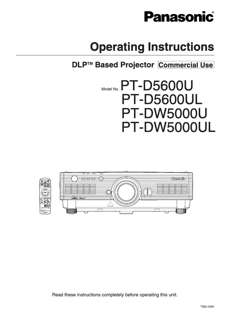 First page image of the manual for PT-D5600UL