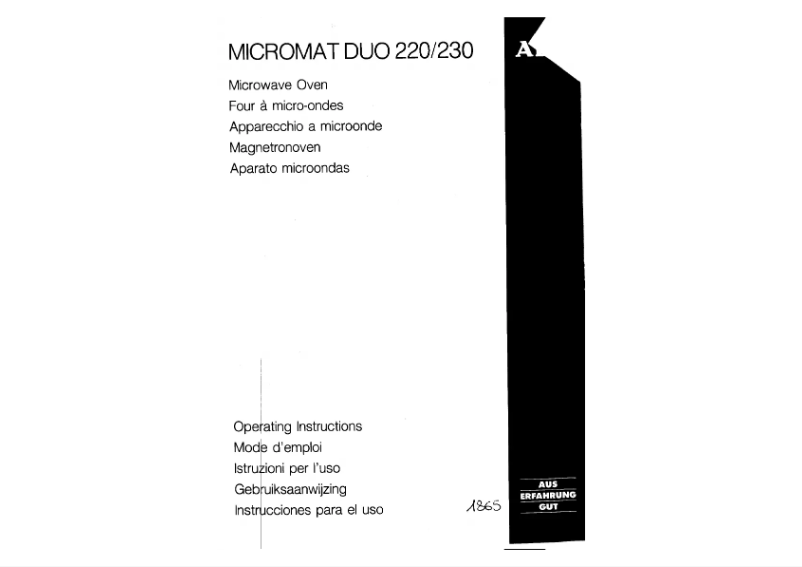 First page image of the manual for Micromat Duo 220