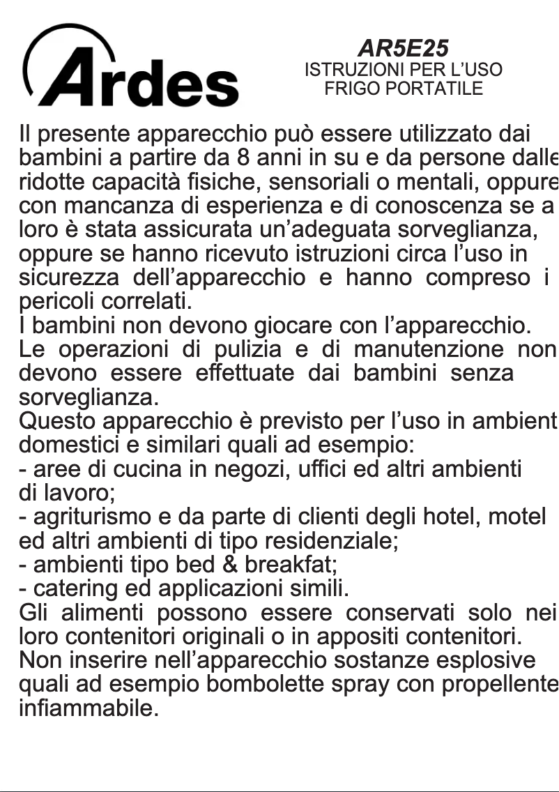 First page image of the manual for AR5E25