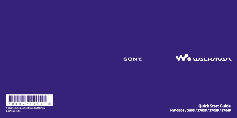 First page image of the manual for NW-S705F