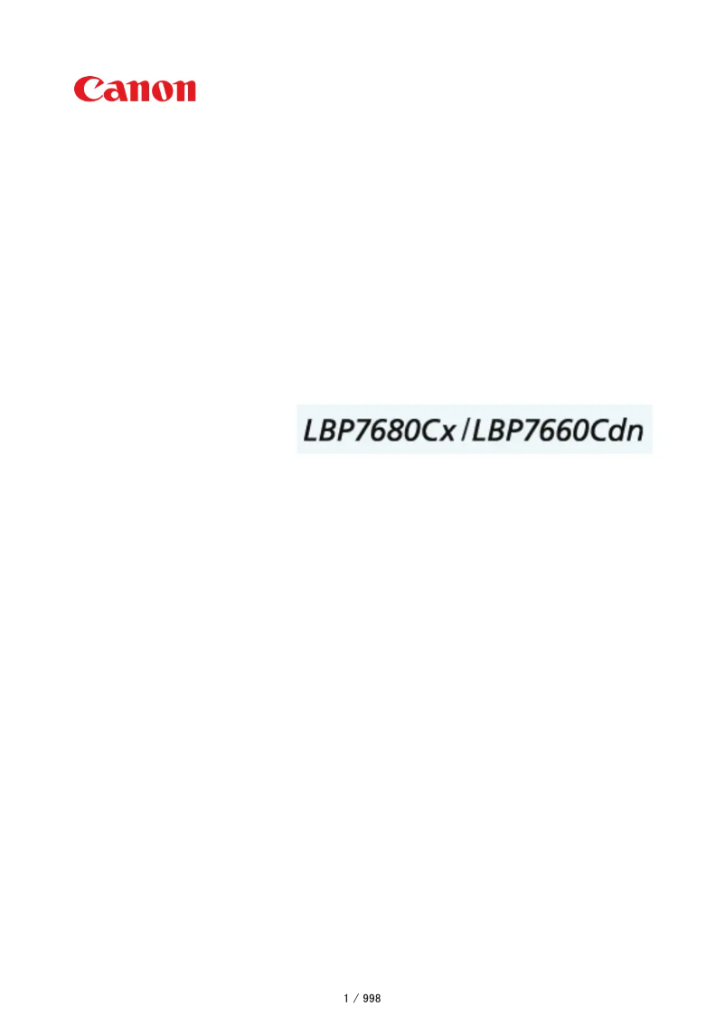 First page image of the manual for i-Sensys LBP7660Cdn