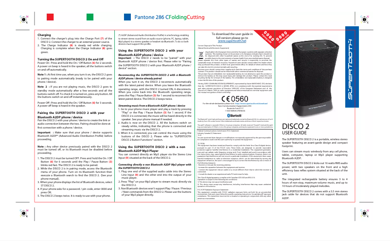 Page 1 of the manual Instruction Manual SuperTooth Disco 2