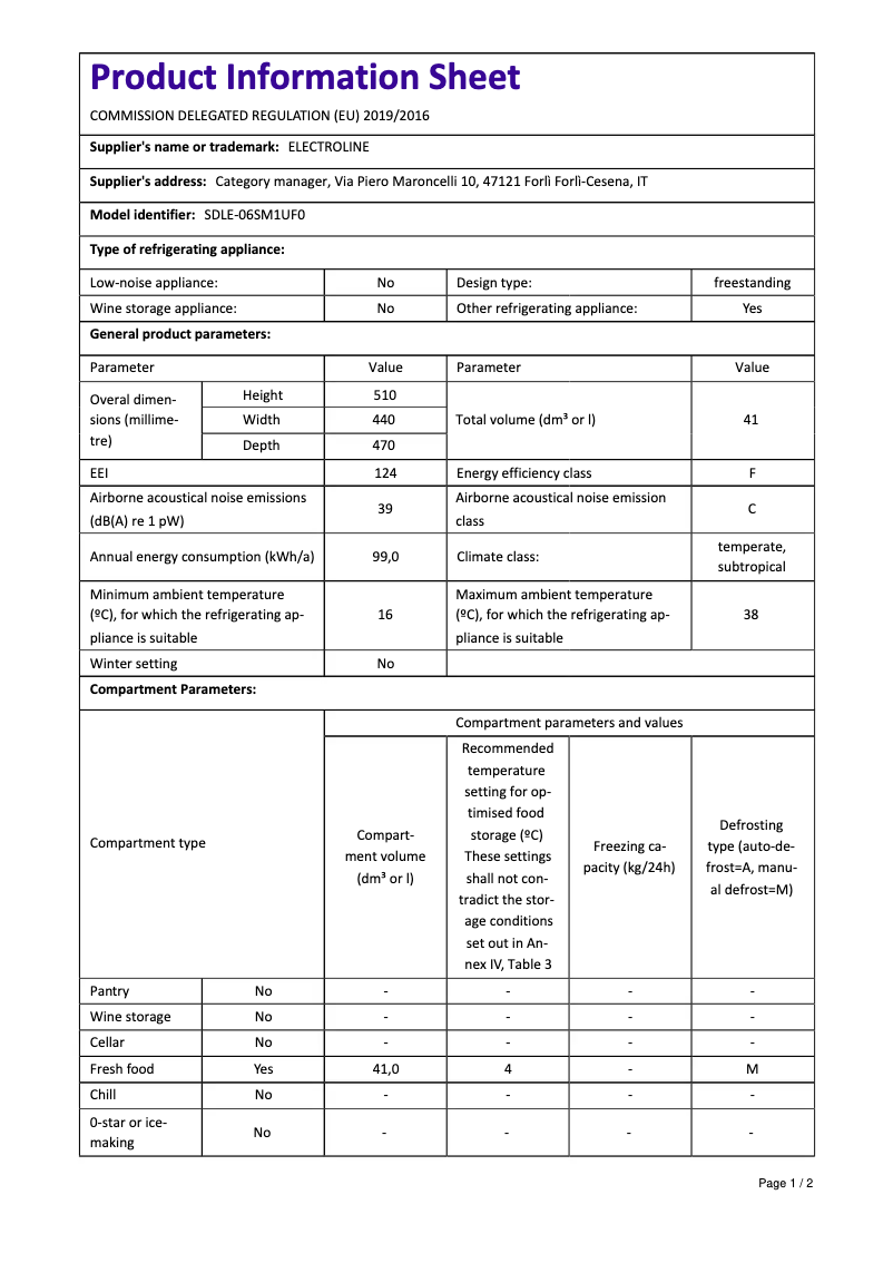 First page image of the manual for SDLE-06SM1UF0