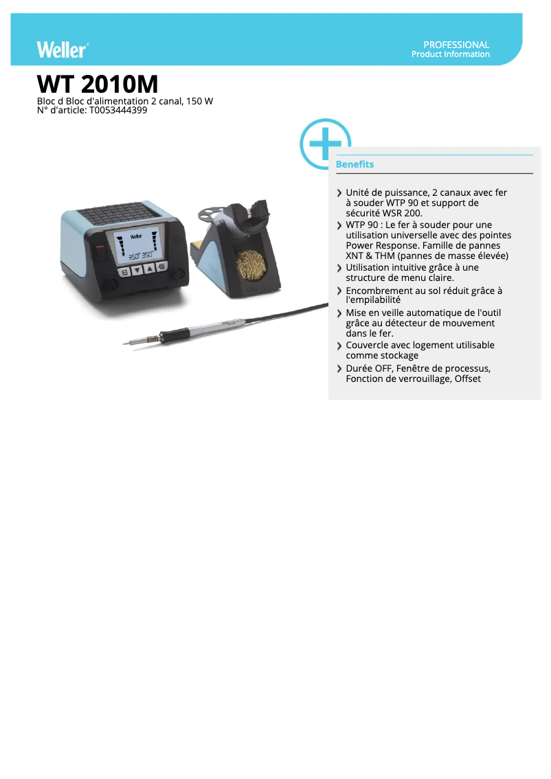 Page 1 of the manual Technical Sheet Weller WT2010M