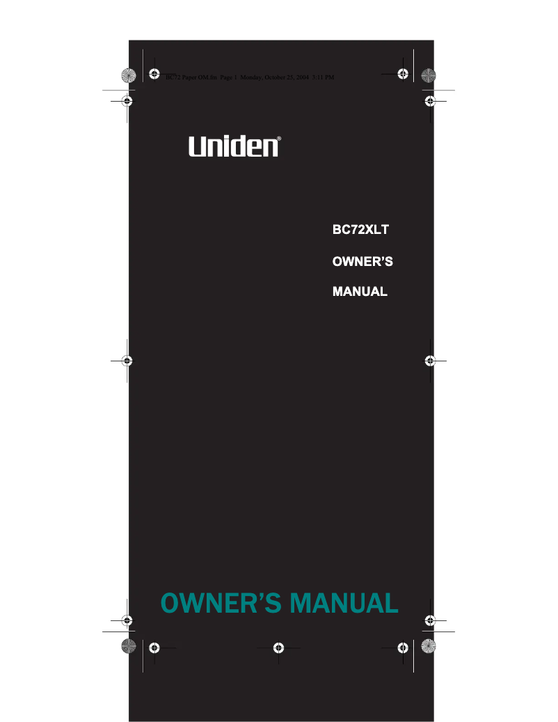 Page 1 of the manual User Manual Uniden BC72XLT