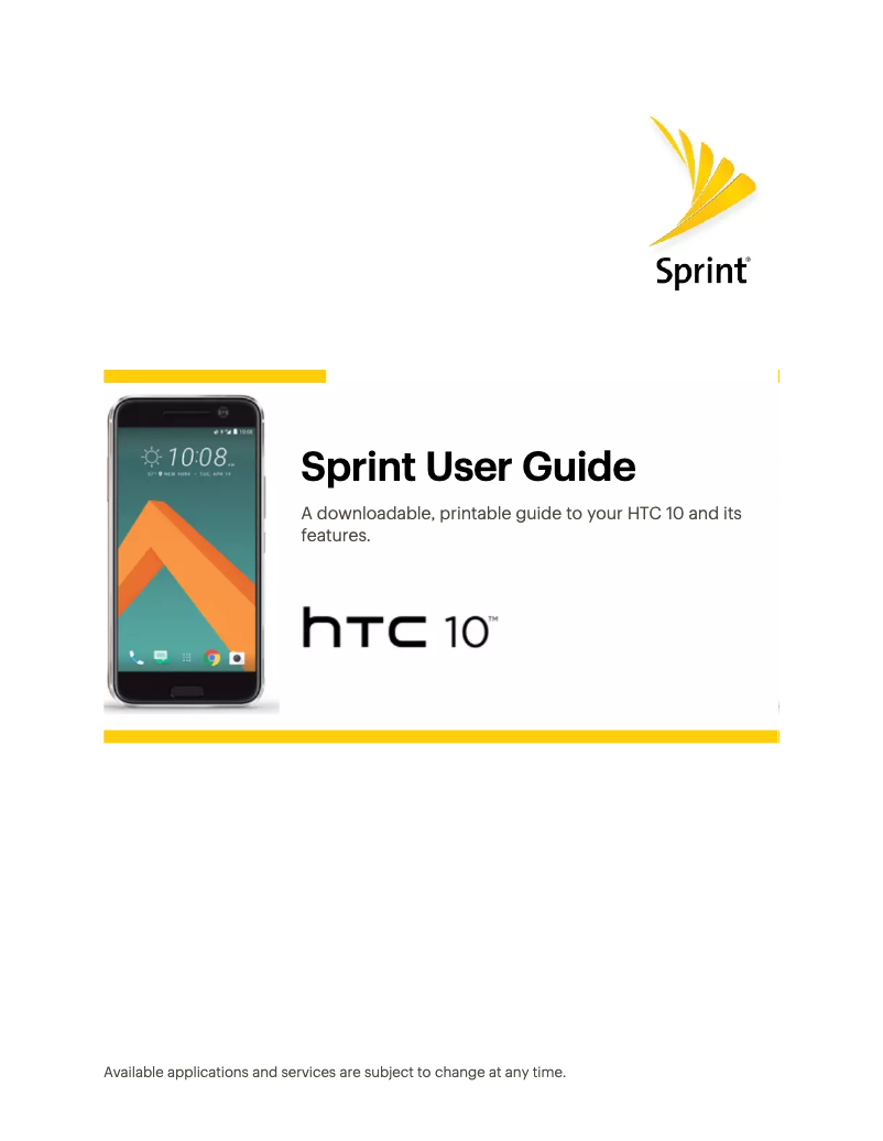 Page 1 de la notice Manuel utilisateur HTC 10 (Sprint)