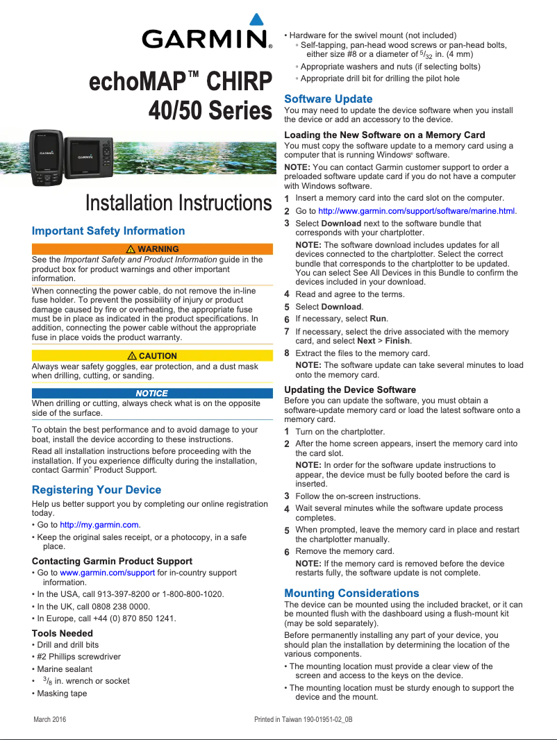Page 1 of the manual User Manual Garmin EchoMAP CHIRP 40