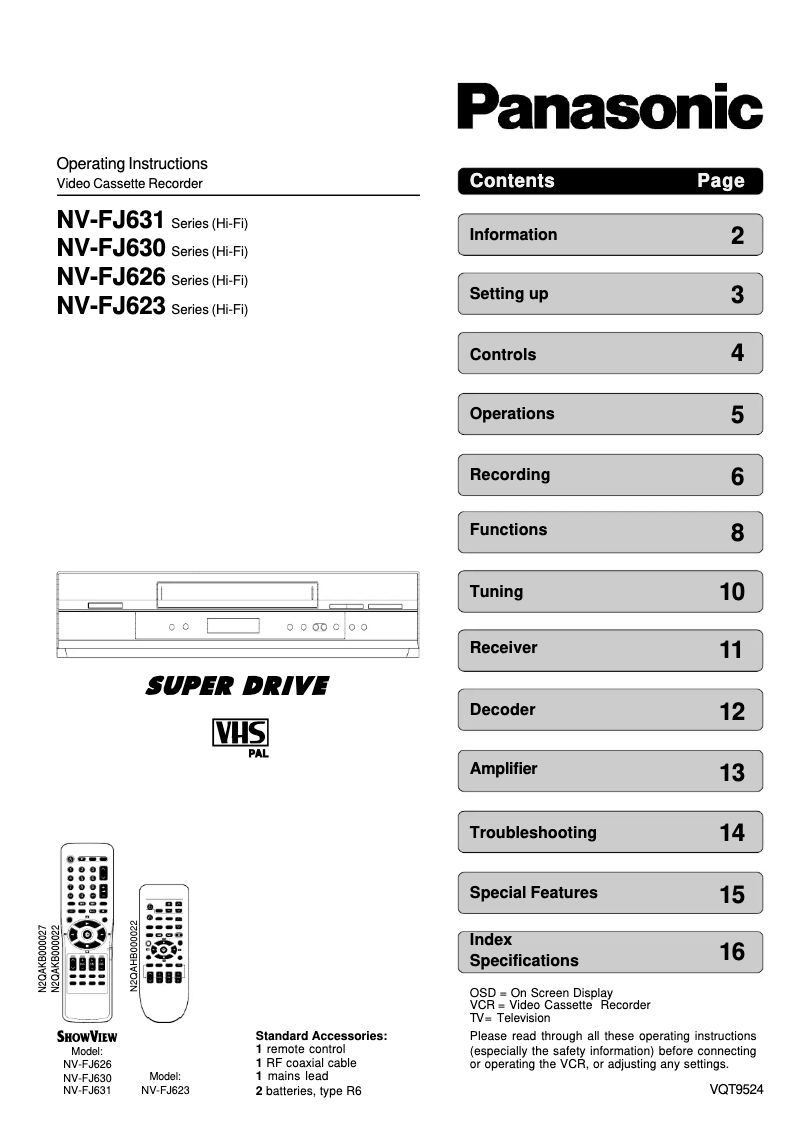 Page 1 of the manual User Manual Panasonic NV-FJ631