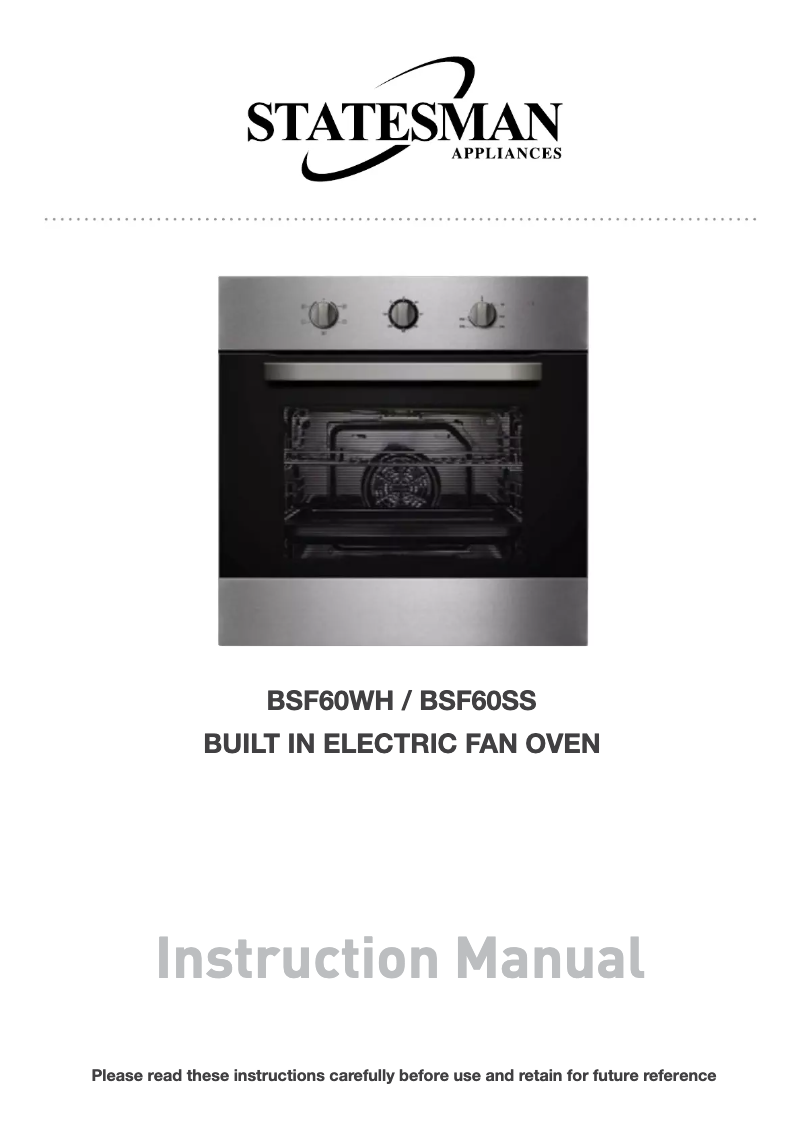 First page image of the manual for BSF60SS