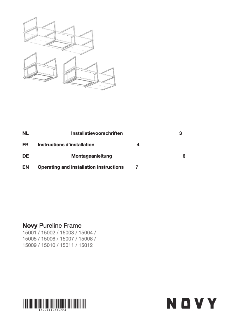 Page 1 of the manual User Manual Novy Pureline Frame 15006