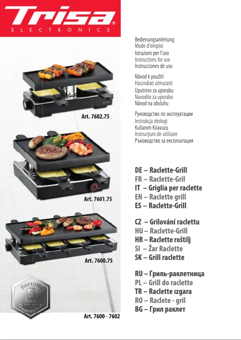 Page 1 of the manual User Manual Trisa Style 4 7601.75