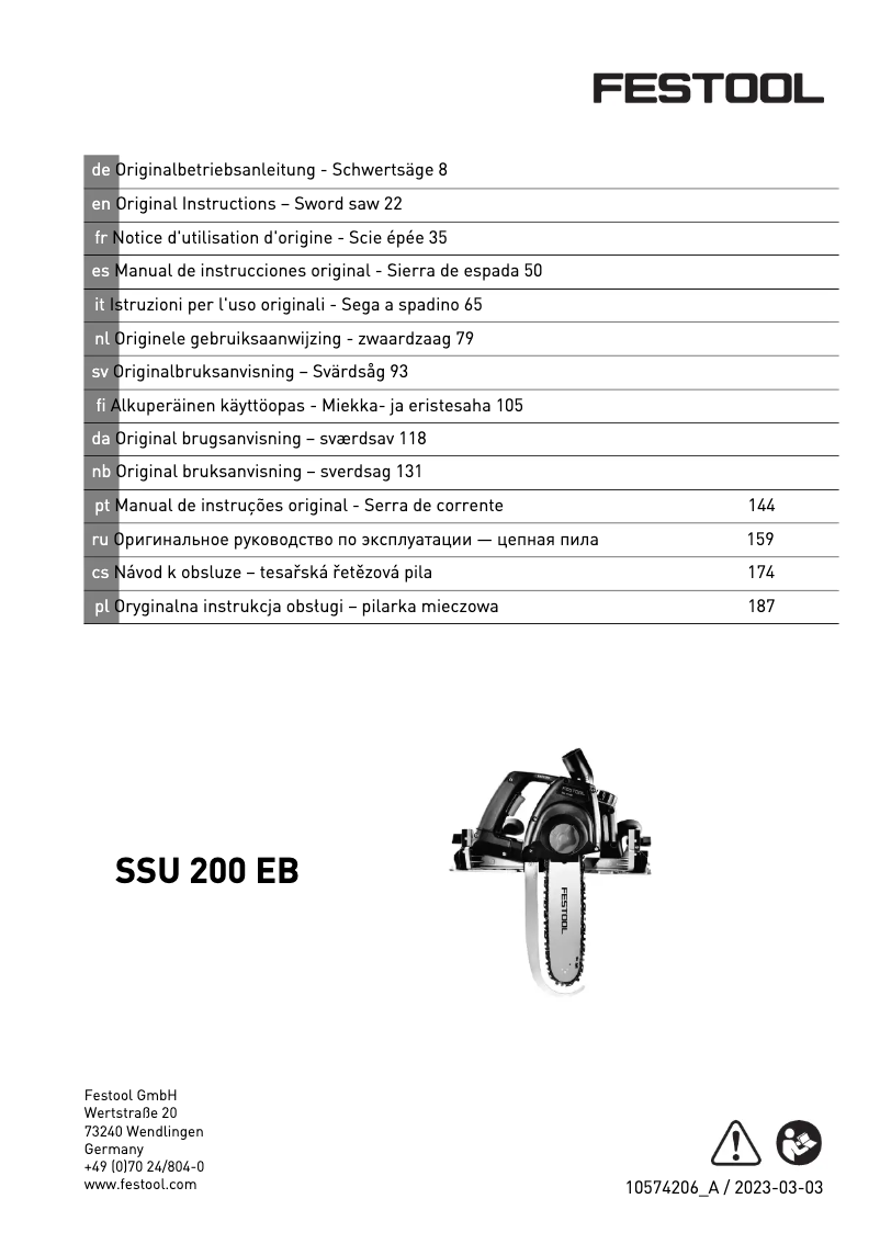First page image of the manual for SSU 200 EB-Plus