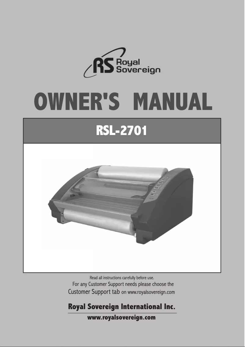 First page image of the manual for RSL-2701
