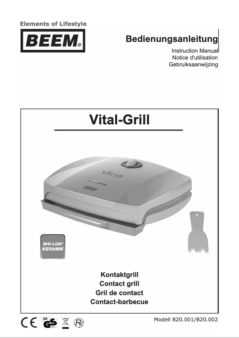 Image de la première page du manuel de l'appareil Vital-Grill
